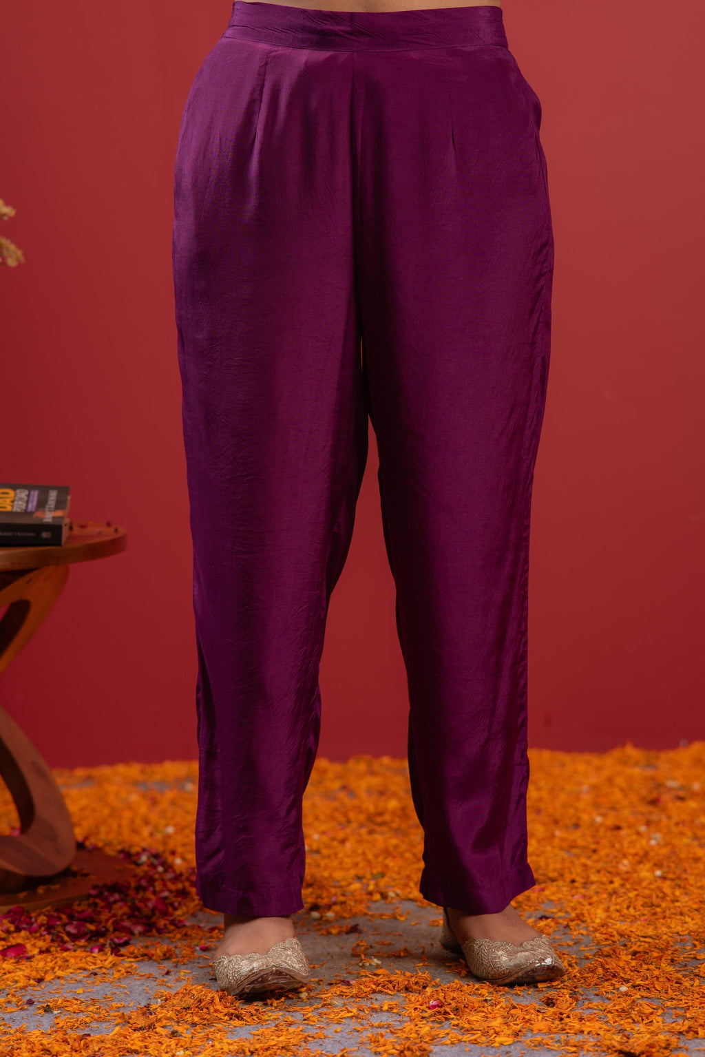 Juniper Purple Anarkali Suit With Embroidered Dupatta & Pant | Grocsy
