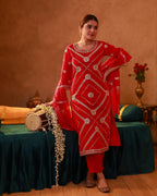 Juniper Magenta Viscose Straight Kurta Pant And Dupatta Set With Gota Patti & Sequence Work | Grocsy