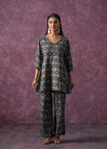 Juniper Women'S Green & Black Cotton Kurta & Pants Co-Ord Set With Ethnic Motifs And Zari Work | Grocsy