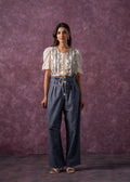 Juniper Women'S Off white Natural Solid Top With Pant Co-Ord Set With Thread Work | Grocsy
