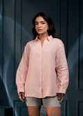 Juniper Women'S Peach Cotton Shirt With Full Sleeves And Front Slit | Grocsy
