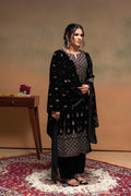 Juniper Black Embroidered Straight Kurta Set With Geometric Yoke & Matching Dupatta | Grocsy