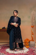 Juniper Teal Embroidered Straight Kurta Set With Dupatta | Grocsy