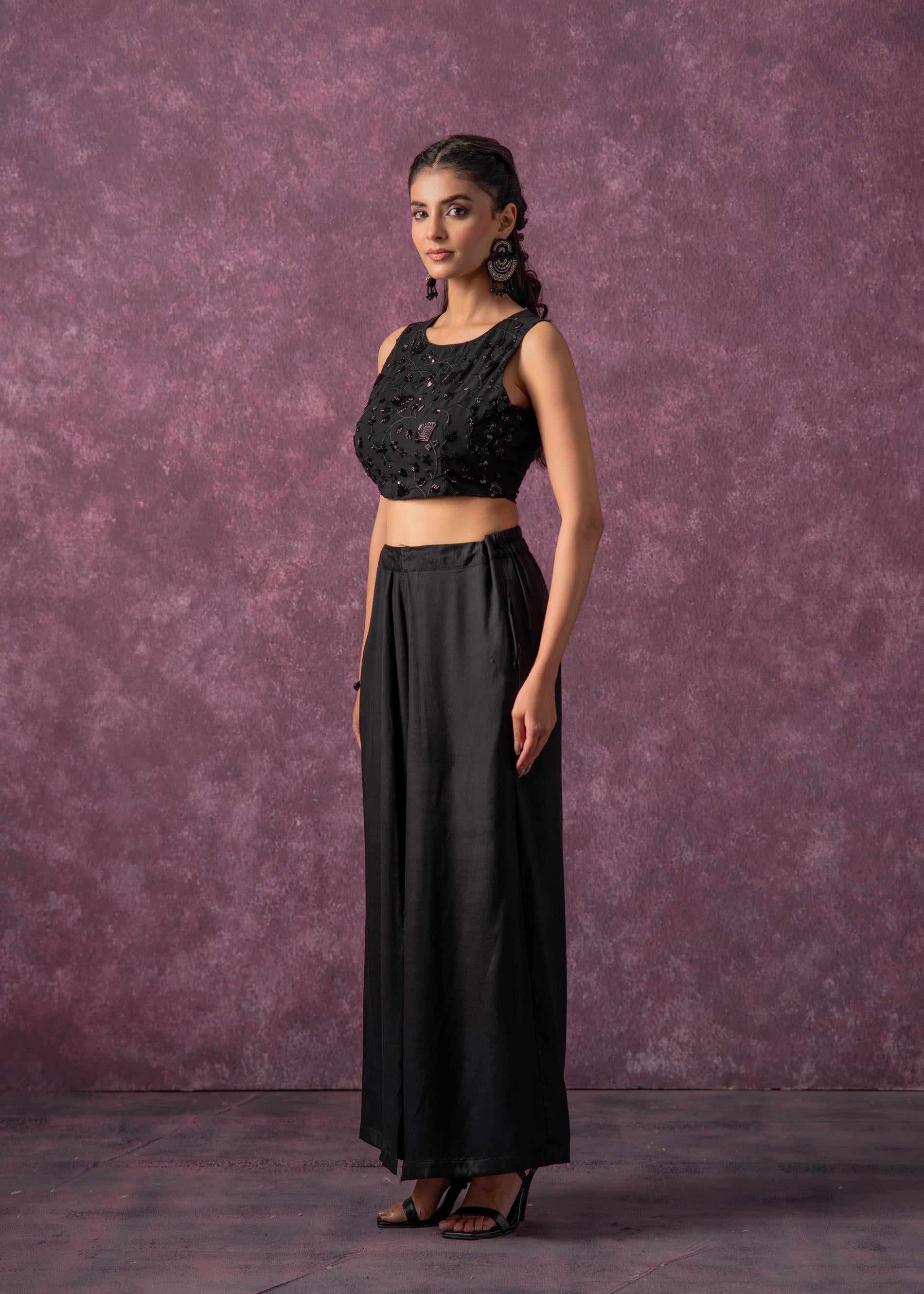 Juniper Black Midnight Muse Embellished Crop Top | Grocsy