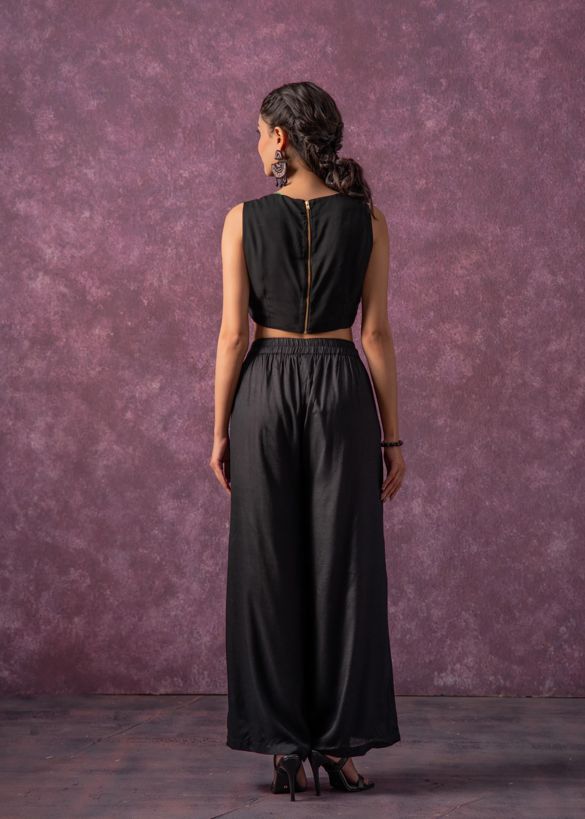 Juniper Black Midnight Muse Embellished Crop Top | Grocsy