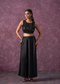 Juniper Black Solid Embellished Sleeveless Top With Beads & Sequence Work | Grocsy