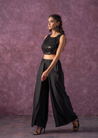 Juniper Black Solid Embellished Sleeveless Top With Beads & Sequence Work | Grocsy