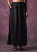 Juniper Solid Black Flared Palazzo Pants | Grocsy