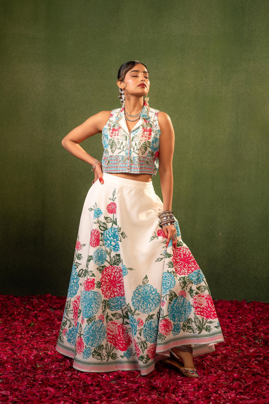 Juniper Contemporary Printed Top Skirt Set | Grocsy