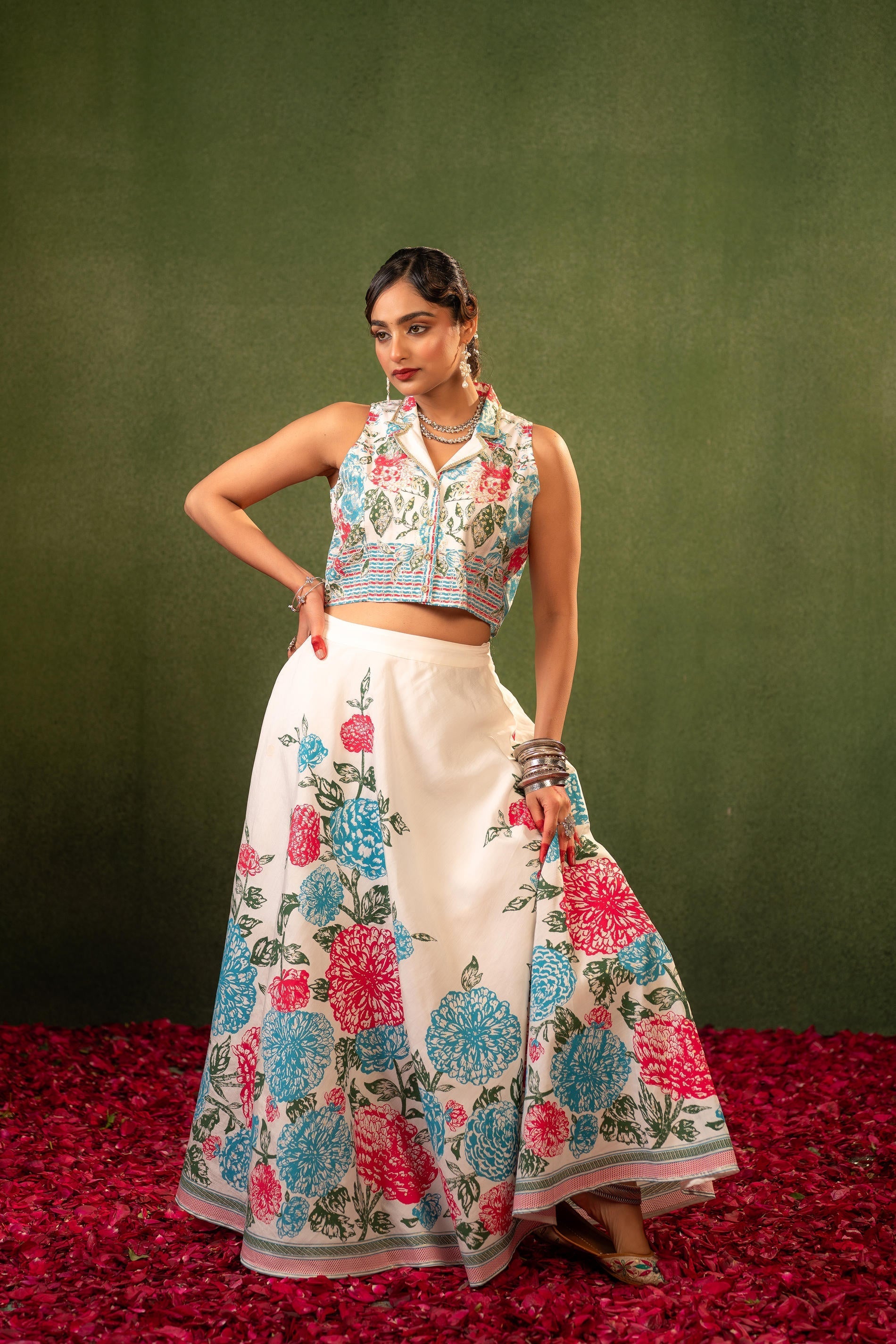 Juniper Contemporary Printed Top Skirt Set | Grocsy