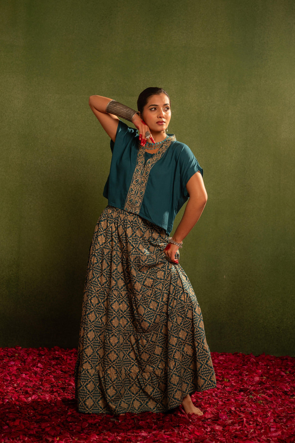 Juniper Virasat Printed Skirt Set | Grocsy