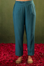 Juniper Teal, Embroidered Kurta Set With Jacquard Dupatta | Grocsy