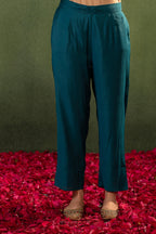 Juniper Green Floral Embroidered Kurta Set With Jacquard Dupatta | Grocsy