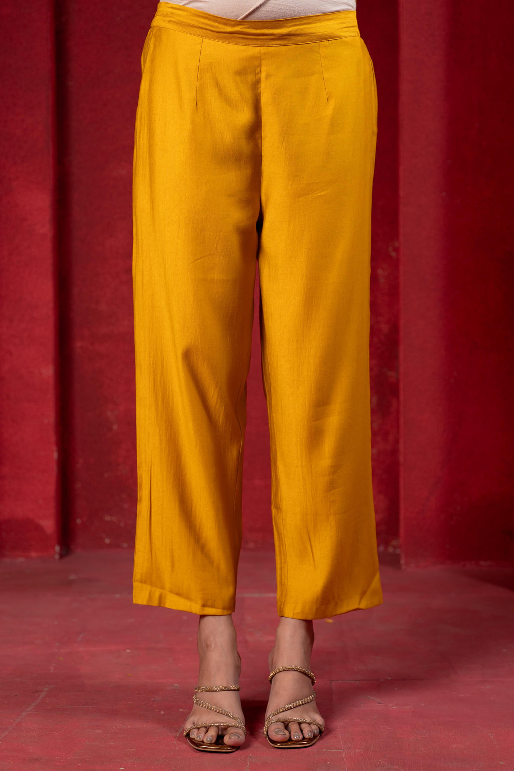 Juniper Sunlit Mustard Embroidered Kurta Set With Zari Checked Dupatta | Grocsy