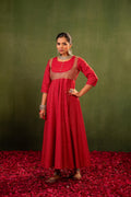 Juniper Gulnaar Riwaayat Maroon Anarkali Dress | Grocsy