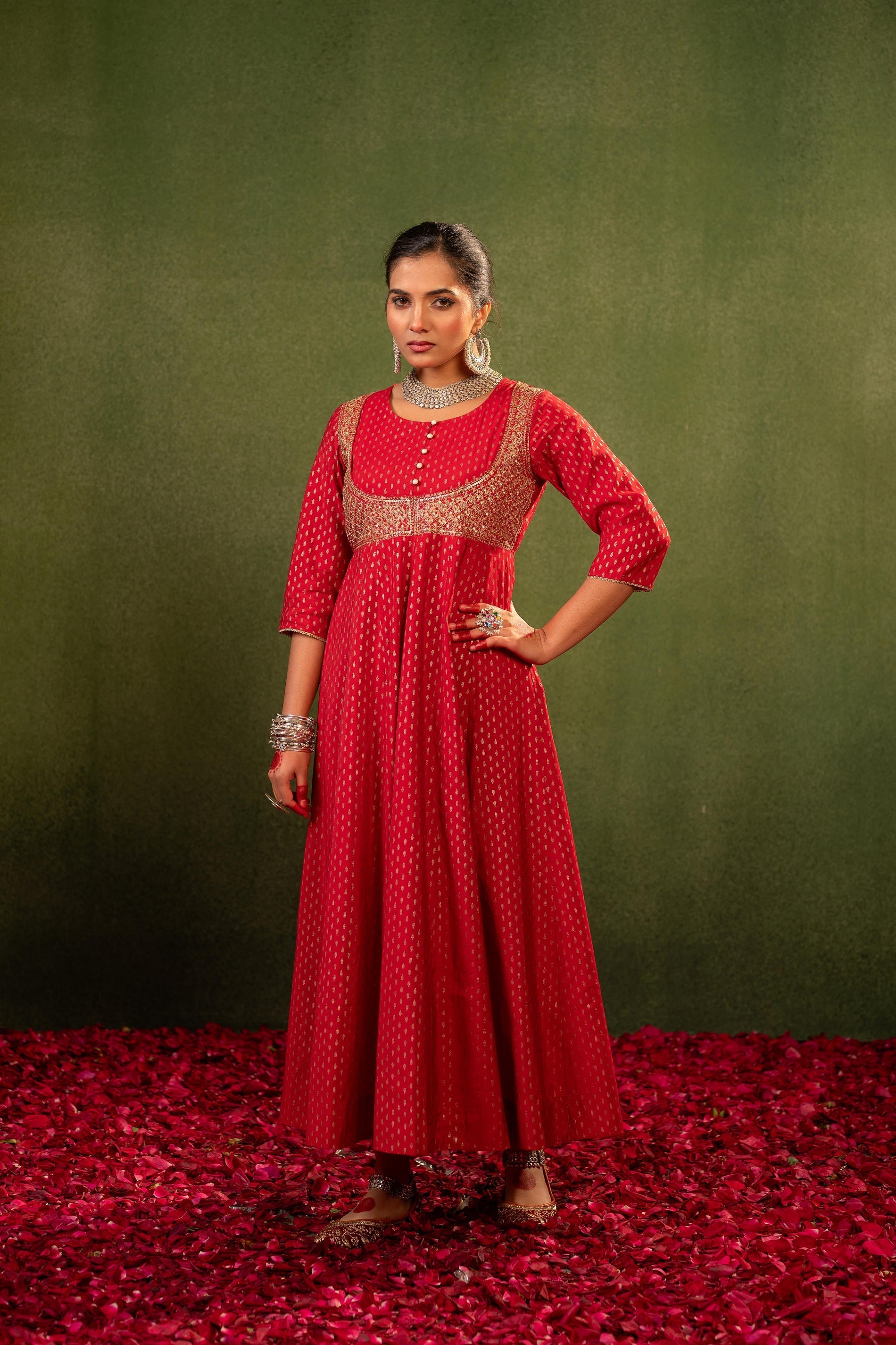 Juniper Gulnaar Riwaayat Maroon Anarkali Dress | Grocsy