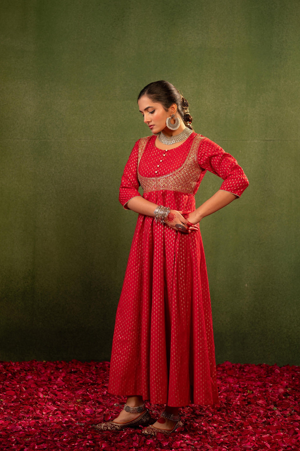 Juniper Gulnaar Riwaayat Maroon Anarkali Dress | Grocsy