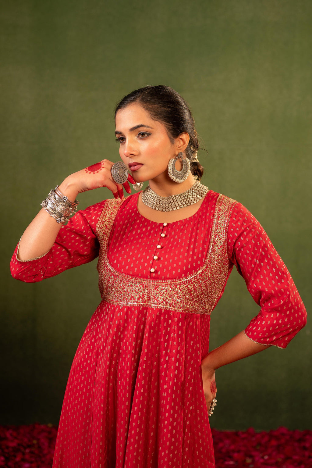Juniper Gulnaar Riwaayat Maroon Anarkali Dress | Grocsy