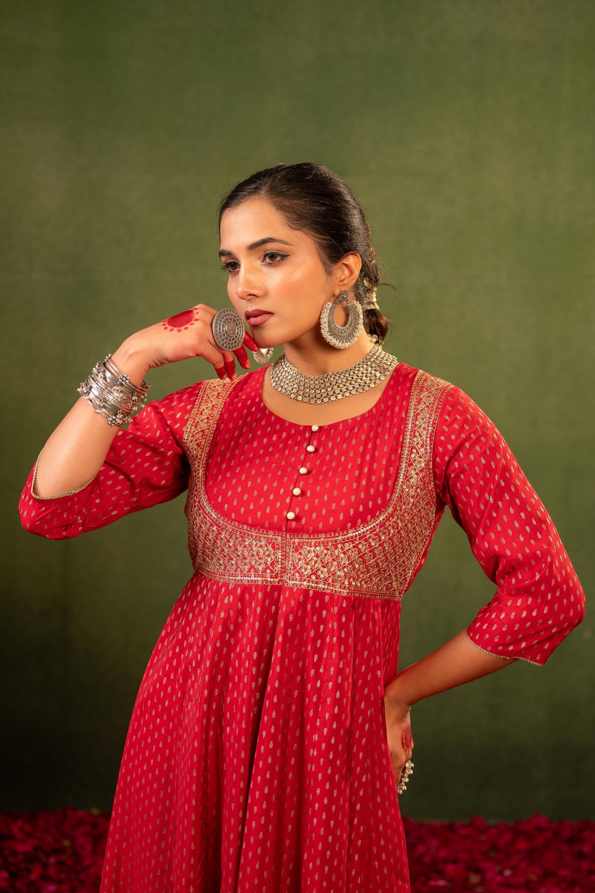 Juniper Gulnaar Riwaayat Maroon Anarkali Dress | Grocsy