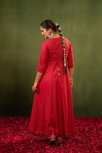 Juniper Gulnaar Riwaayat Maroon Anarkali Dress | Grocsy