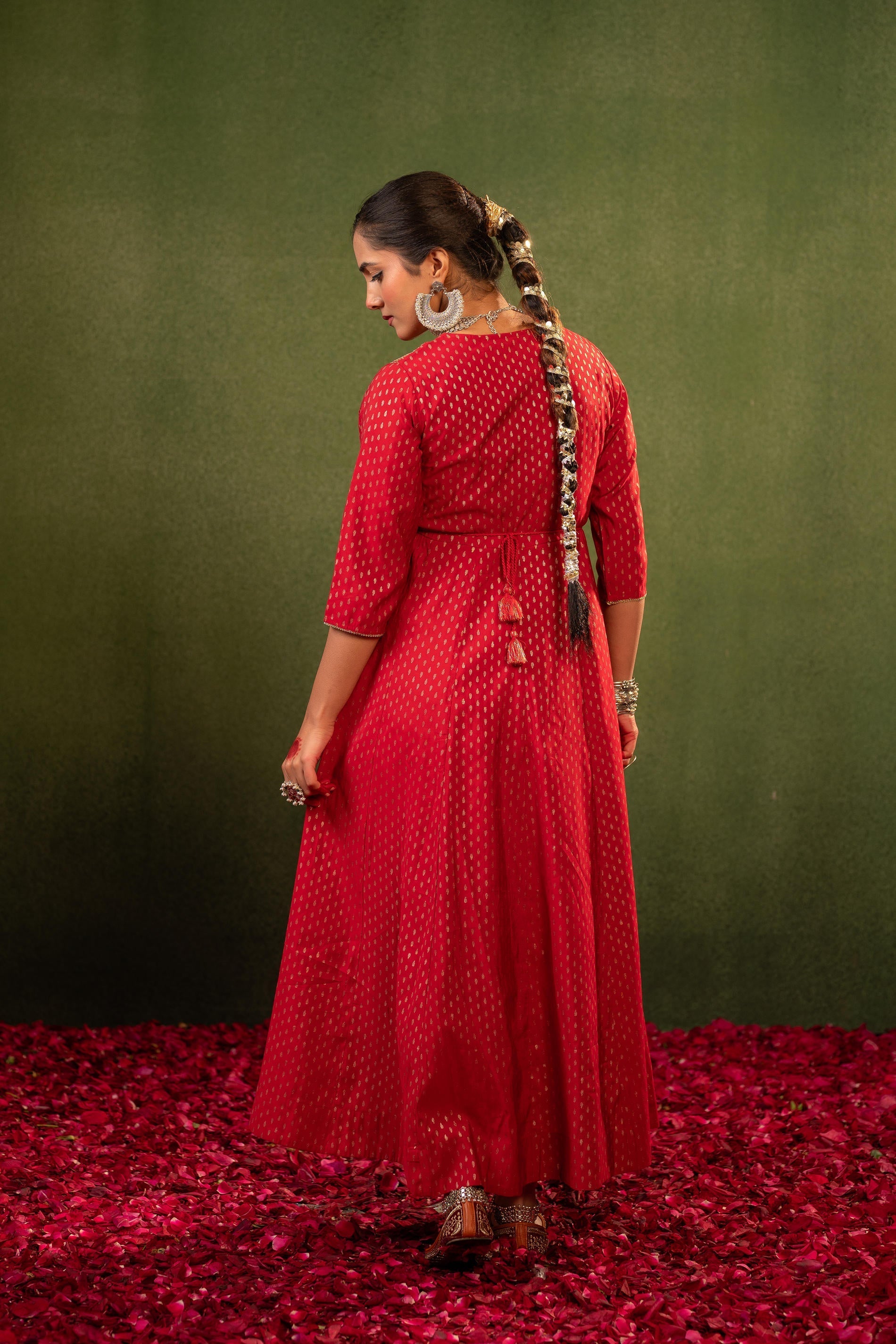 Juniper Gulnaar Riwaayat Maroon Anarkali Dress | Grocsy