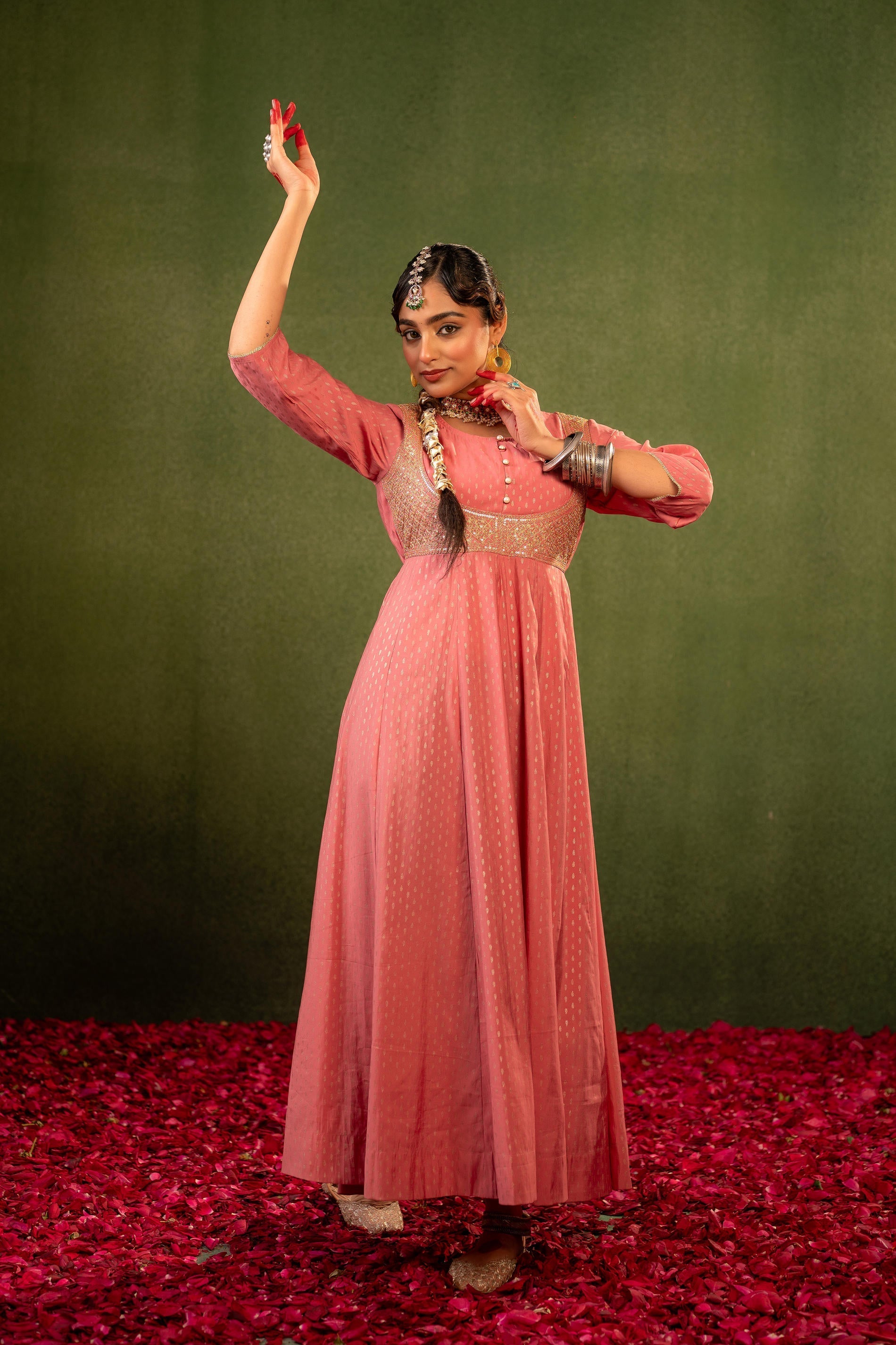 Juniper Gulnaar Riwaayat Pink Anarkali Dress | Grocsy