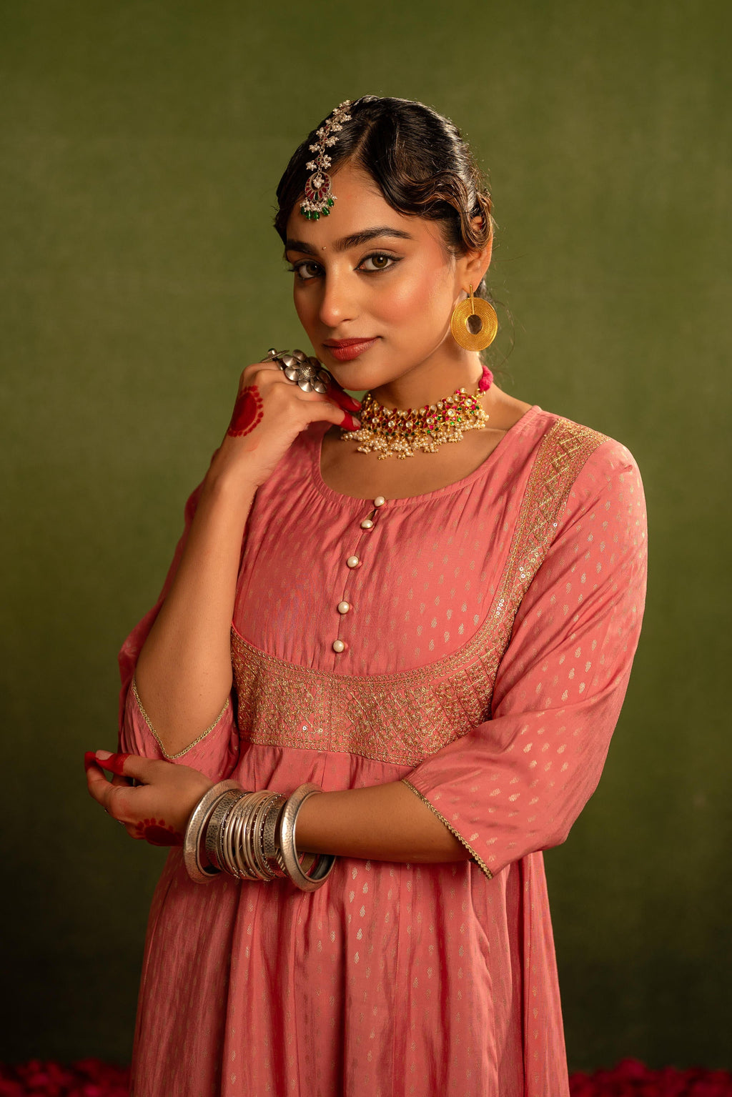 Juniper Gulnaar Riwaayat Pink Anarkali Dress | Grocsy