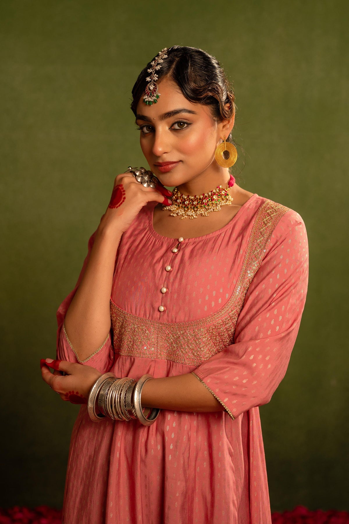 Juniper Gulnaar Riwaayat Pink Anarkali Dress | Grocsy
