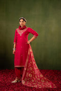 Juniper Laal Gulnaar Heritage Embroidered Kurta Set | Grocsy