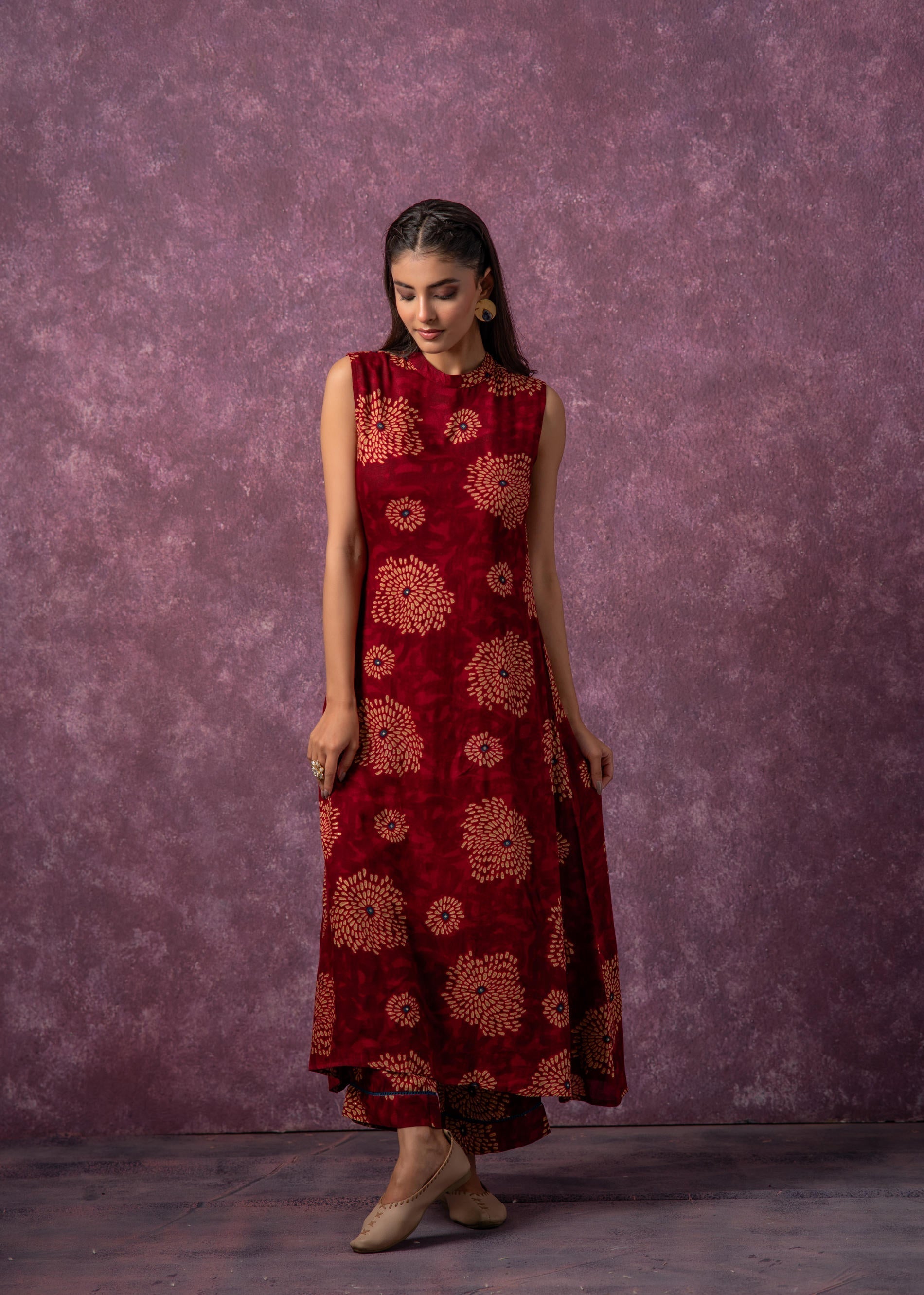 Juniper Women's Fuchsia Floral Printed Kurta With Pant Set | Grocsy