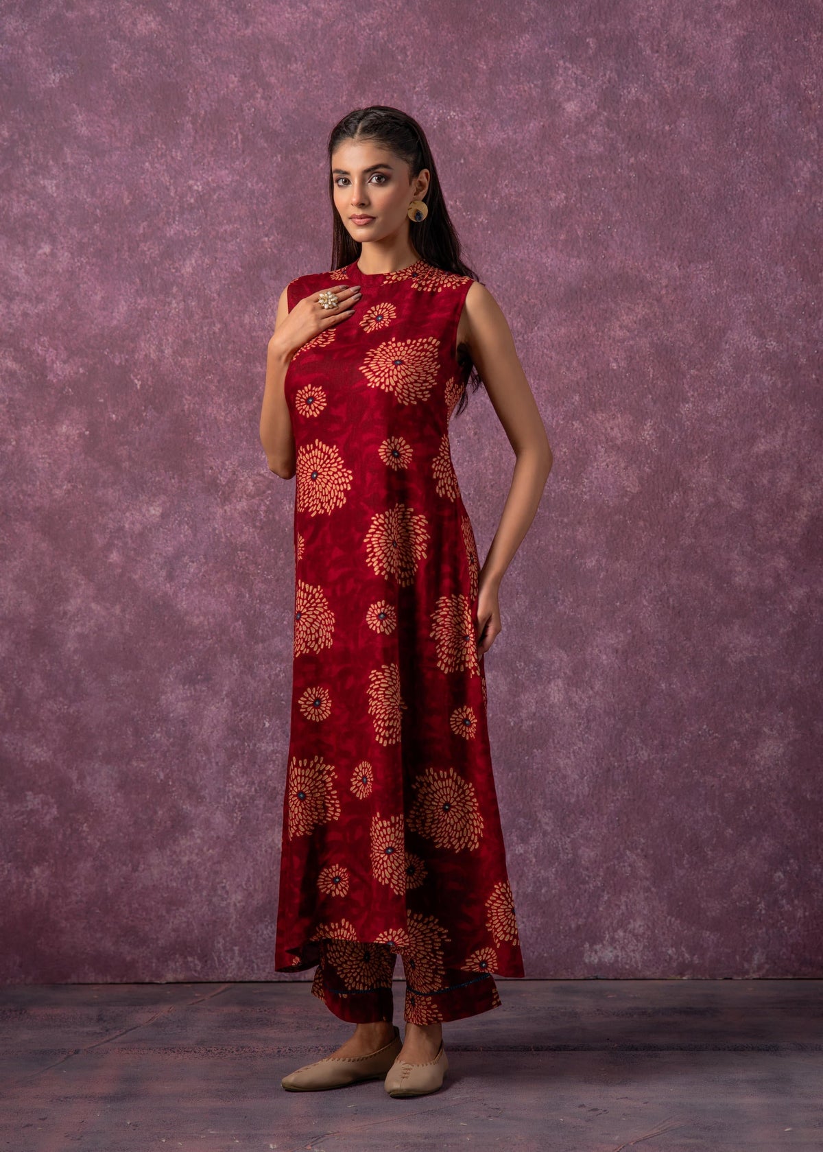 Juniper Women's Fuchsia Floral Printed Kurta With Pant Set | Grocsy