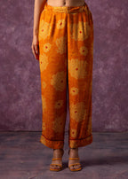 Juniper Women'S Mustard Floral Printed Kurta With Pant Set | Grocsy
