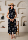 Juniper Women'S Navy Floral Printed Kurta With Pant Set | Grocsy