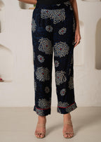 Juniper Women'S Navy Floral Printed Kurta With Pant Set | Grocsy