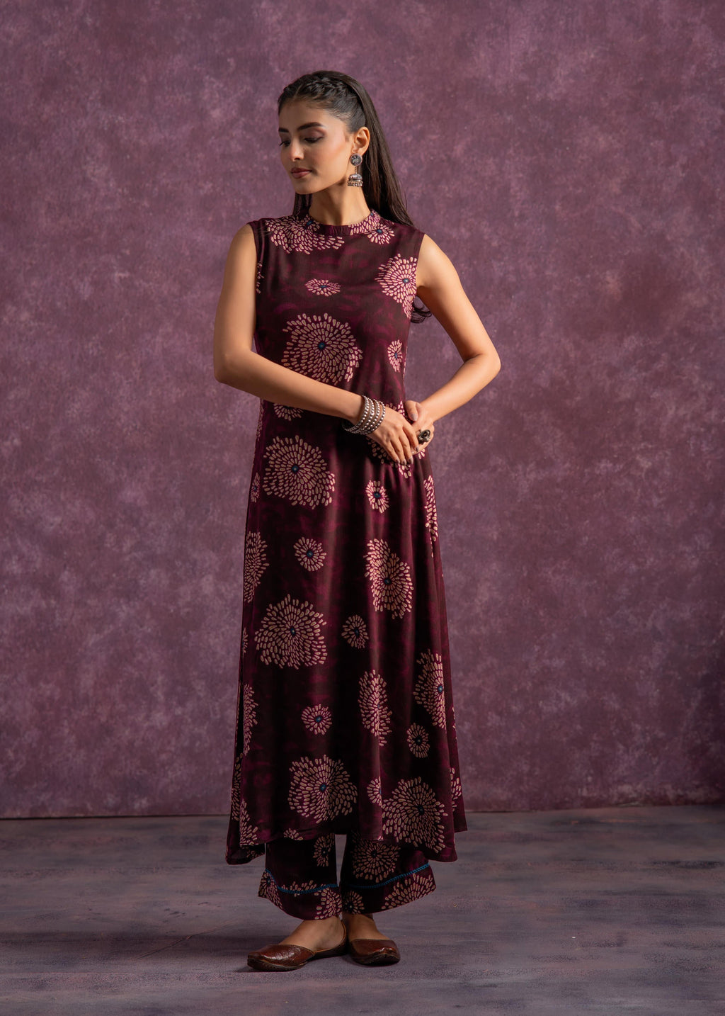 Juniper Women'S Purple Floral Printed Kurta With Pant Set | Grocsy