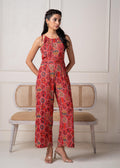 Juniper Rust Multi-Motif Bohemian Printed Sleeveless Jumpsuit | Grocsy