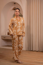 Juniper Mustard Floral Printed Co-Ord Set With Button Details | Grocsy