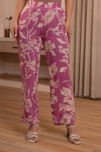 Juniper Purple Floral Printed Co-Ord Set With Button Details | Grocsy