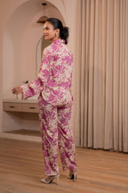 Juniper Purple Floral Printed Co-Ord Set With Button Details | Grocsy