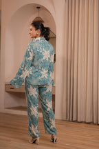 Juniper Mint Floral Printed Co-Ord Set With Button Details | Grocsy