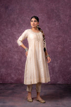 Juniper Ivory Noor A-Line Kurta | Grocsy