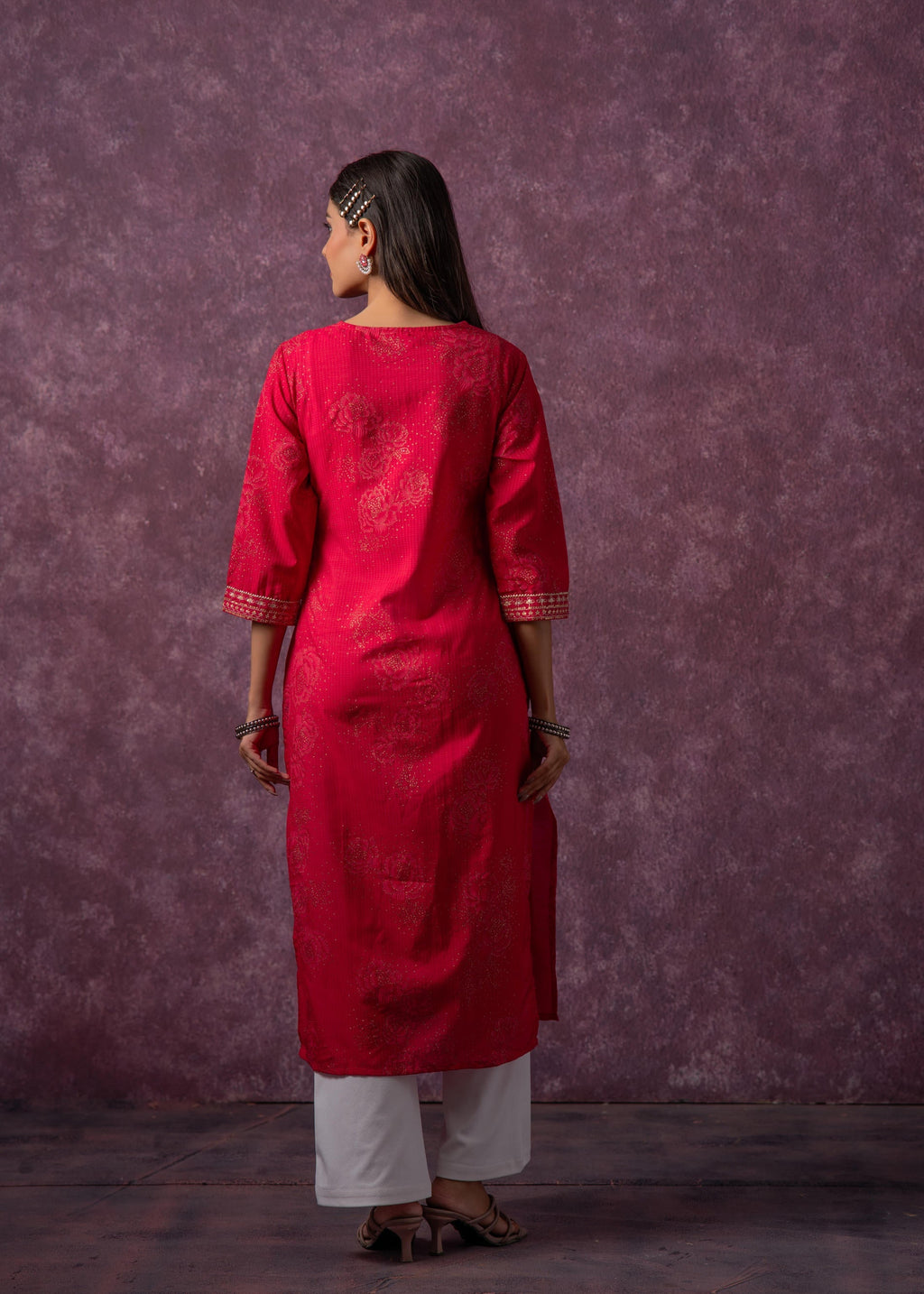 Juniper Rust Red Embroidered Straight Kurta | Grocsy