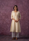 Juniper Ivory Glow Kurta Set With Subtle Zari Detailing | Grocsy