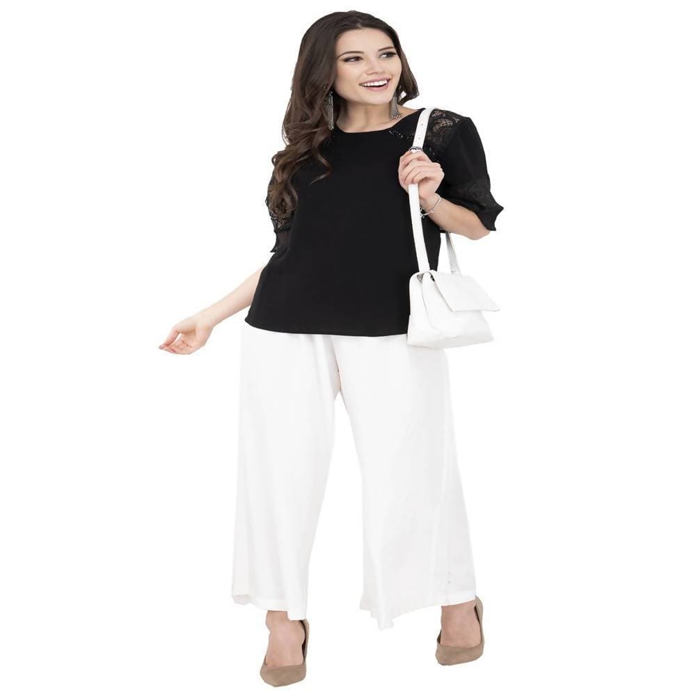 Lagi Women's White Solid Palazzo (PLZ04F) | Grocsy