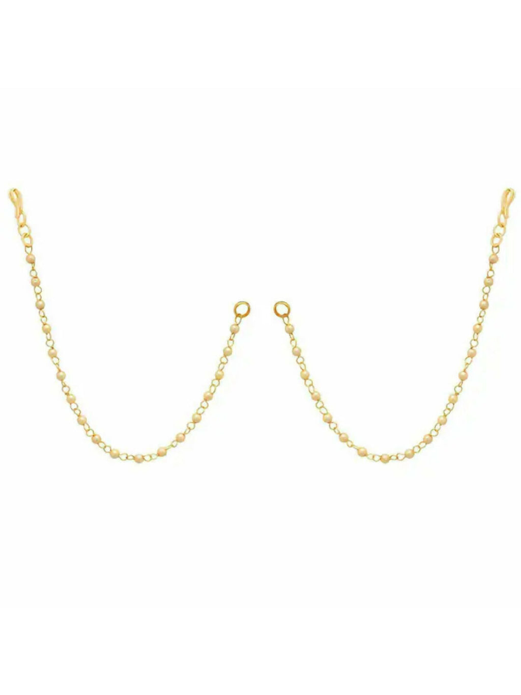 NVR Pearl Studded Classic Gold-Polished 1 Line Ear Chain Ear Cuff | Grocsy