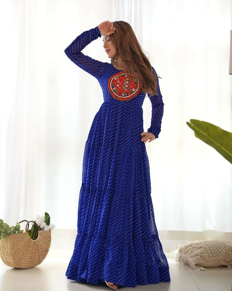 Joban Fashion Royal Blue Kurta Set Chanderi Sequence Embroidery Work | Grocsy