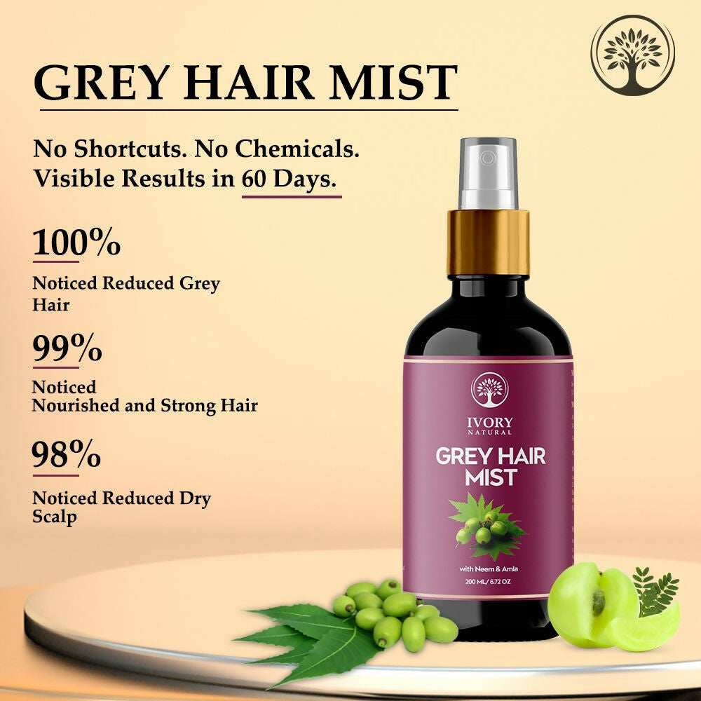 Ivory Natural Hair Mist For Greys Organic For Early Greying & Achieve Natural Black Color | Grocsy