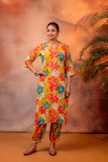 Juniper Sunflora Bloom Printed Kurta Set | Grocsy