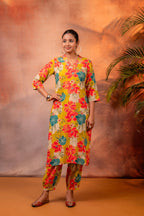 Juniper Sunflora Bloom Printed Kurta Set | Grocsy