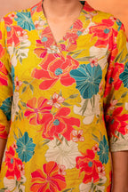 Juniper Sunflora Bloom Printed Kurta Set | Grocsy